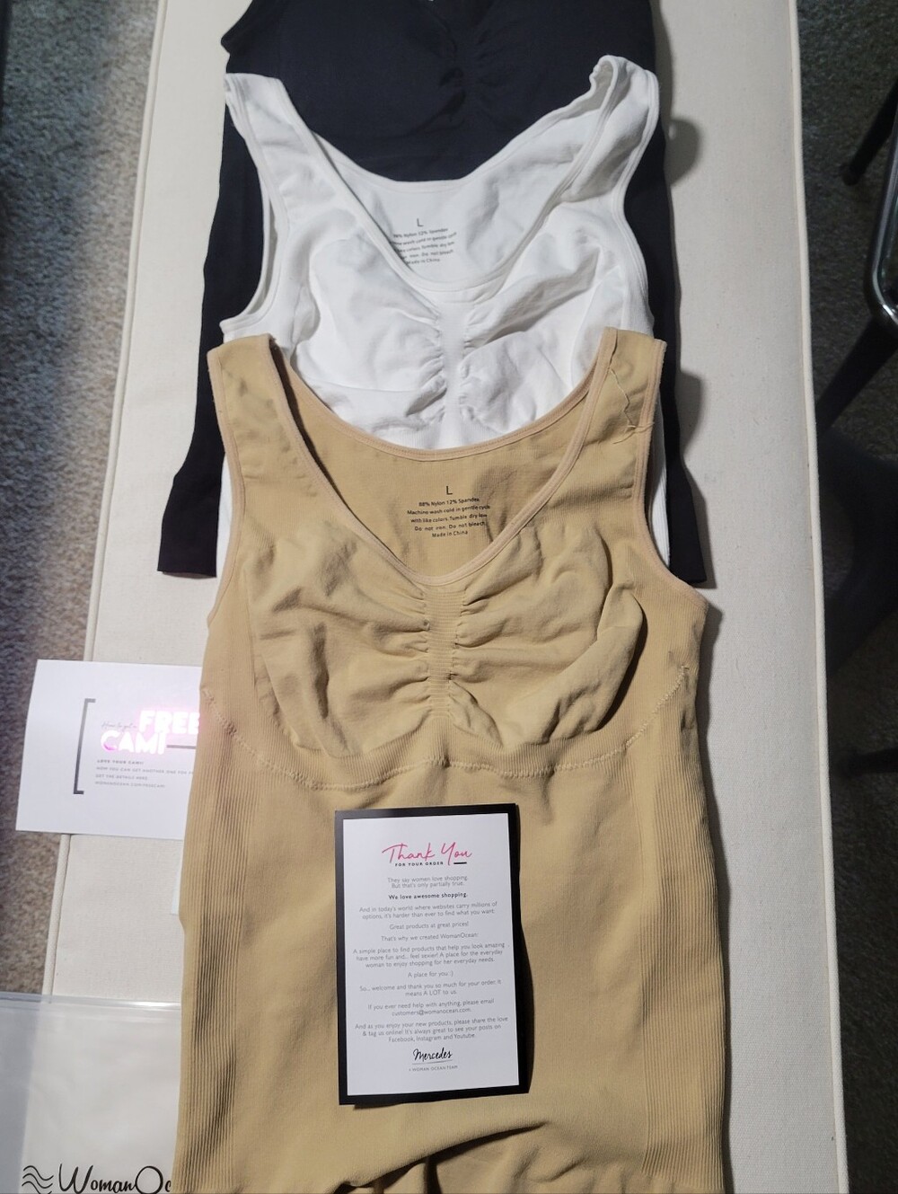Ruched Seamless Shaping Camisole - Beige, White, Black
